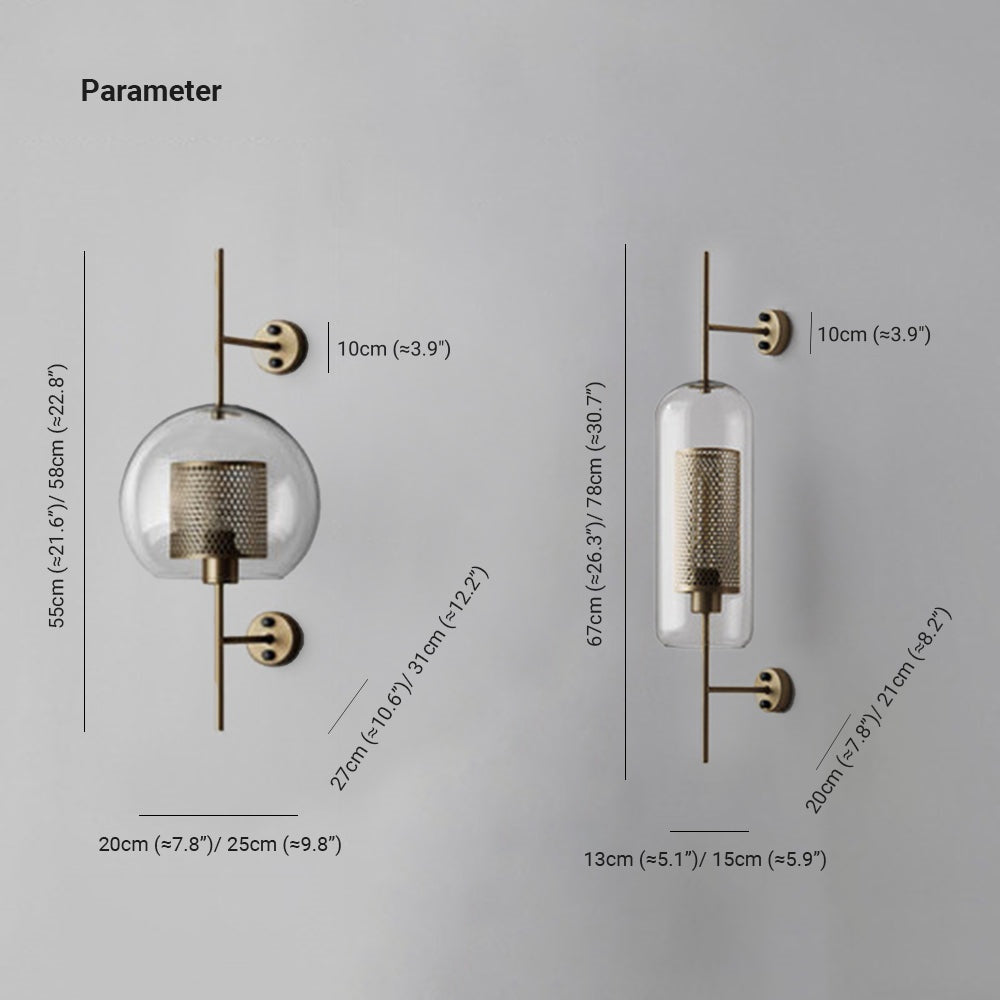 Freyza | Kiri Industrial Classy Glass Indoor Wall Light – Industrial Bedroom Living Room