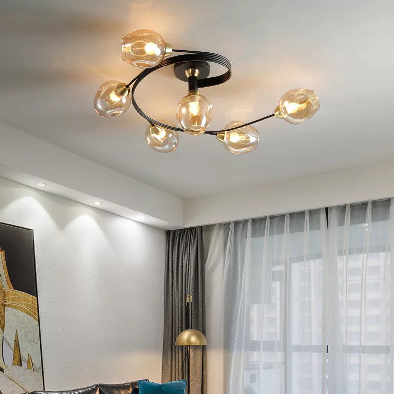 Freyza | Plafonnier encastré noir et doré – chambre, couloir, cuisine