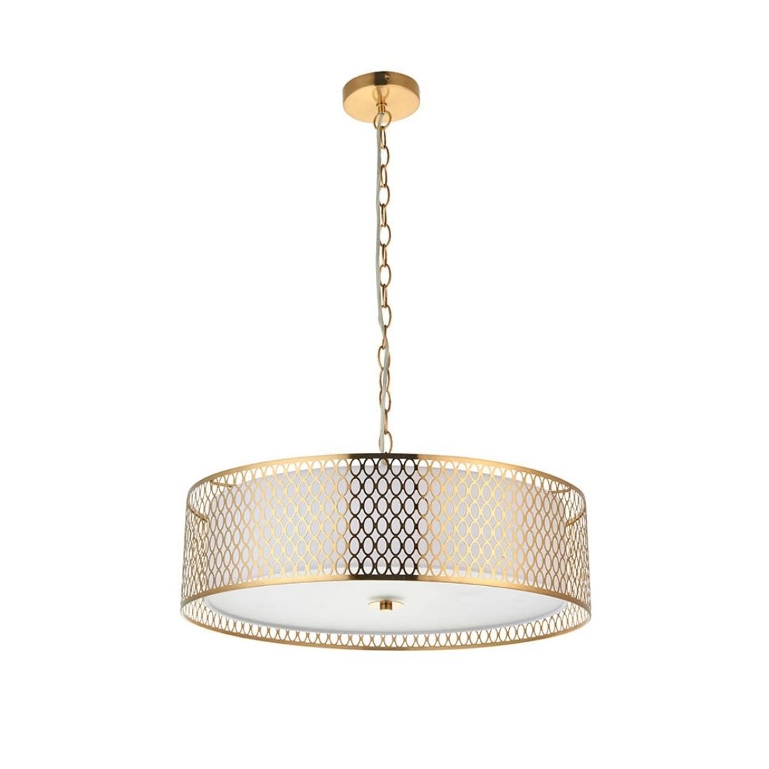 Freyza – 3-Light Gold Pendant Ceiling Light with White Shades | Adjustable Hanging Indoor Fixture