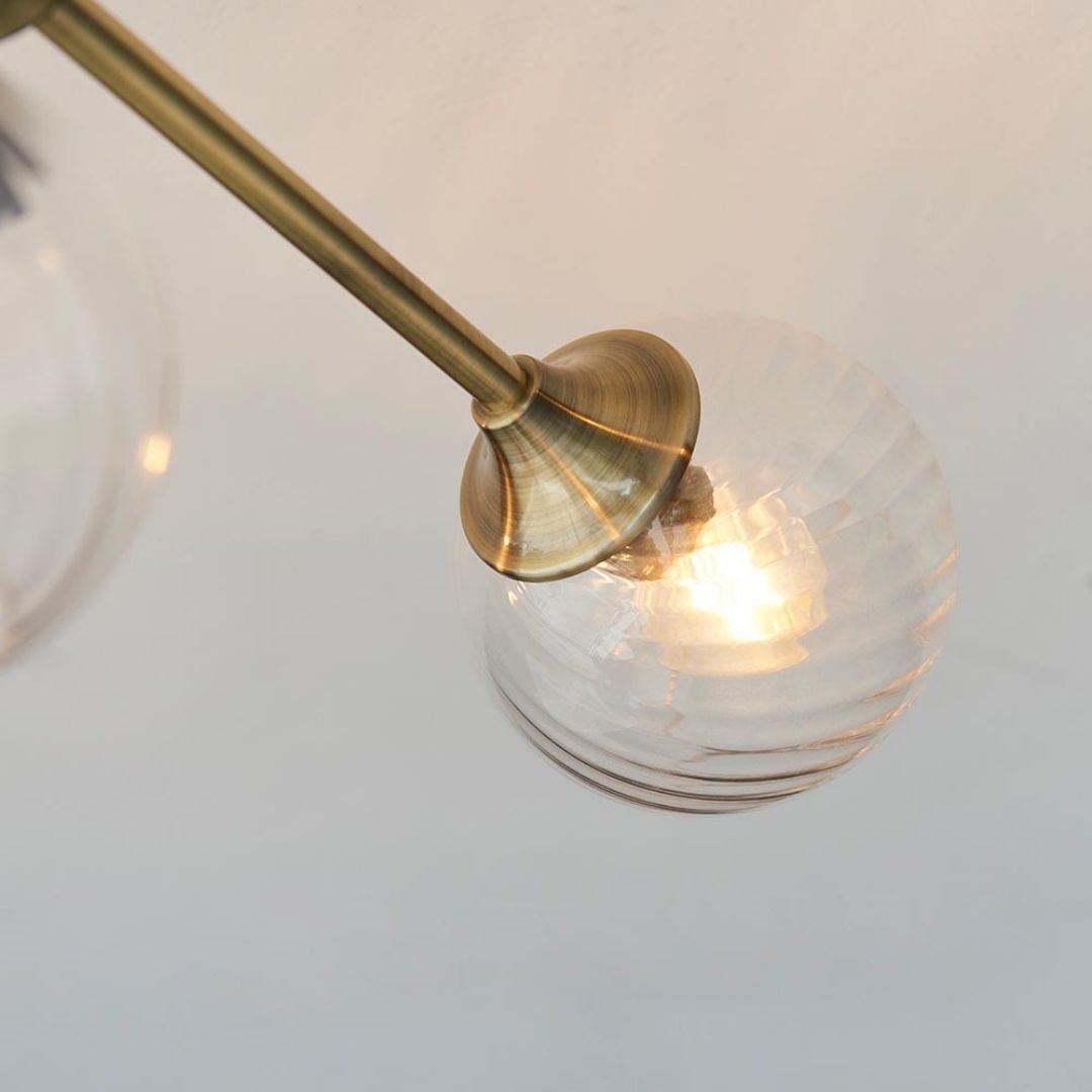 Freyza - Allegra 6 Light Semi Flush Antique Brass Ceiling Light