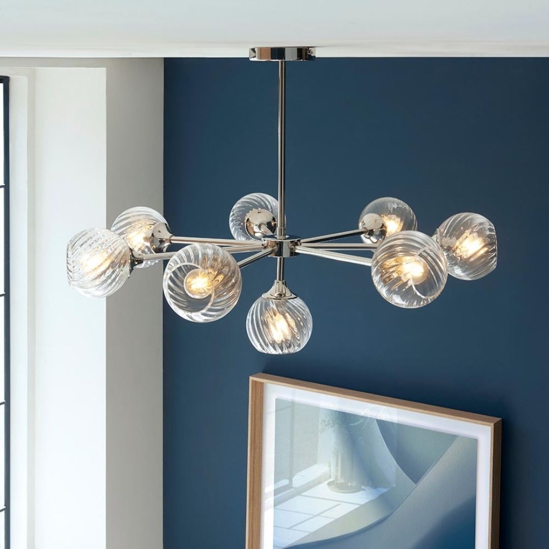 Lunara | Elegant Twisted Glass 8-Light Pendant Ceiling Fixture 1