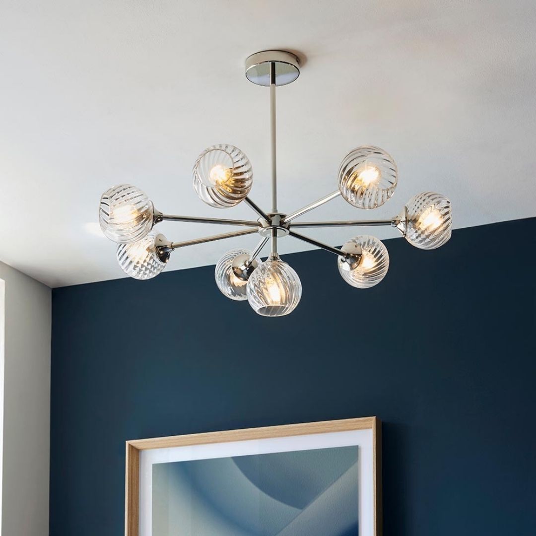 Lunara | Elegant Twisted Glass 8-Light Pendant Ceiling Fixture 2