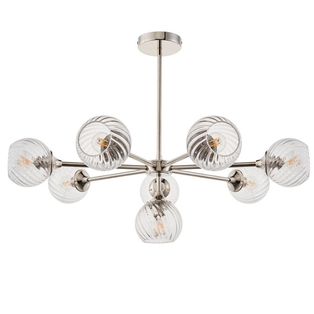 Lunara | Elegant Twisted Glass 8-Light Pendant Ceiling Fixture 5