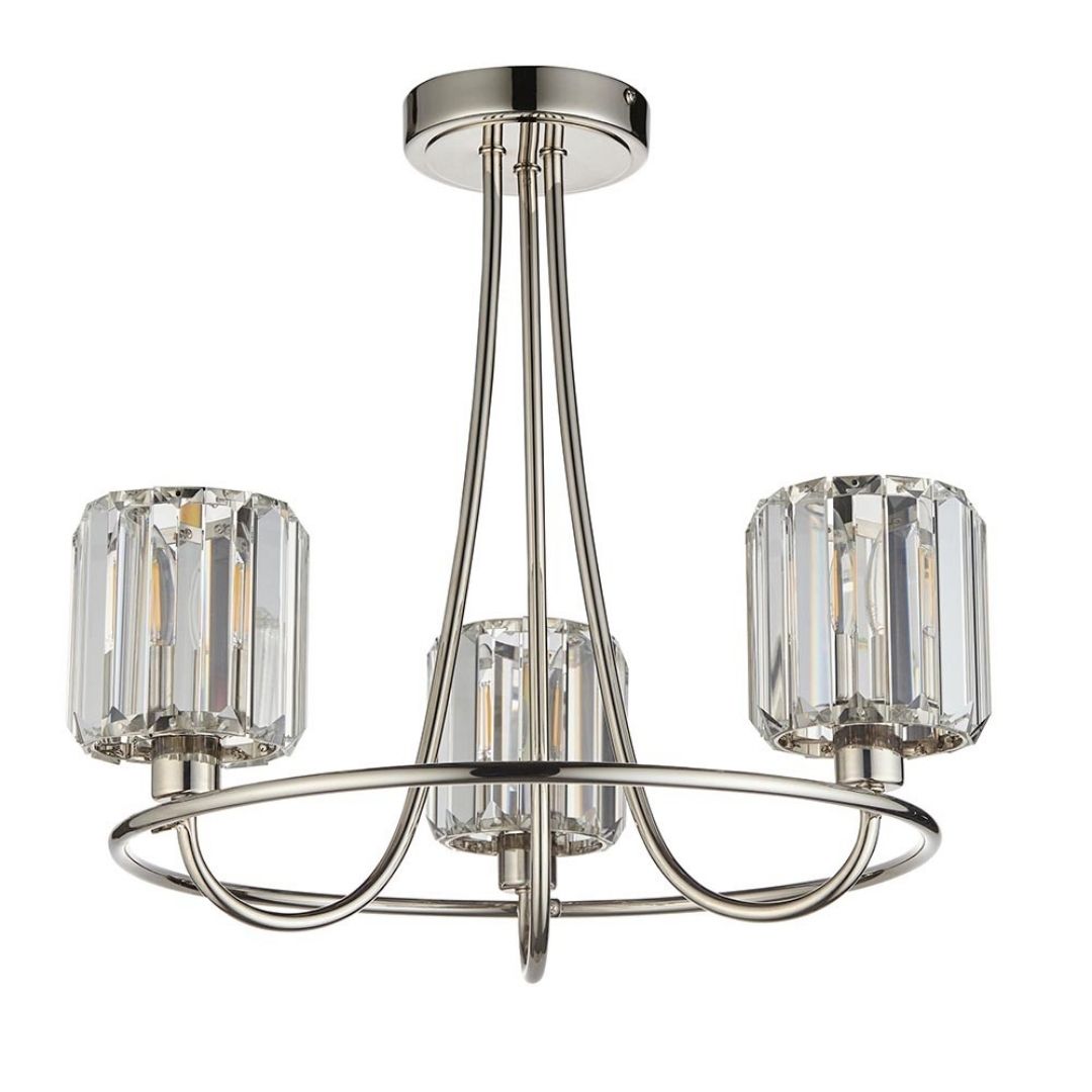 Freyza - Berenice 3 Light Semi Flush Silver Ceiling Light
