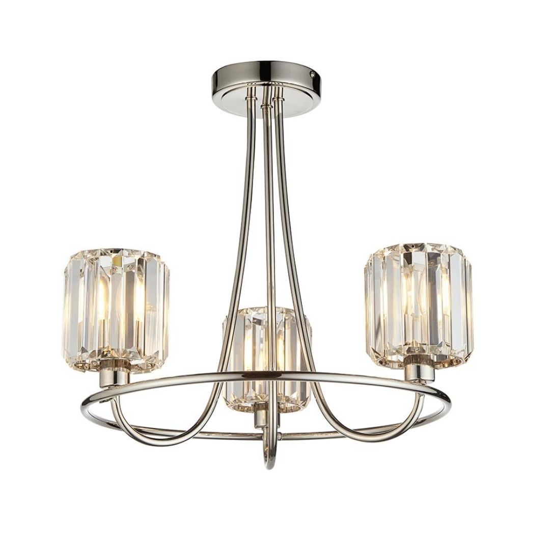 Freyza - Berenice 3 Light Semi Flush Silver Ceiling Light