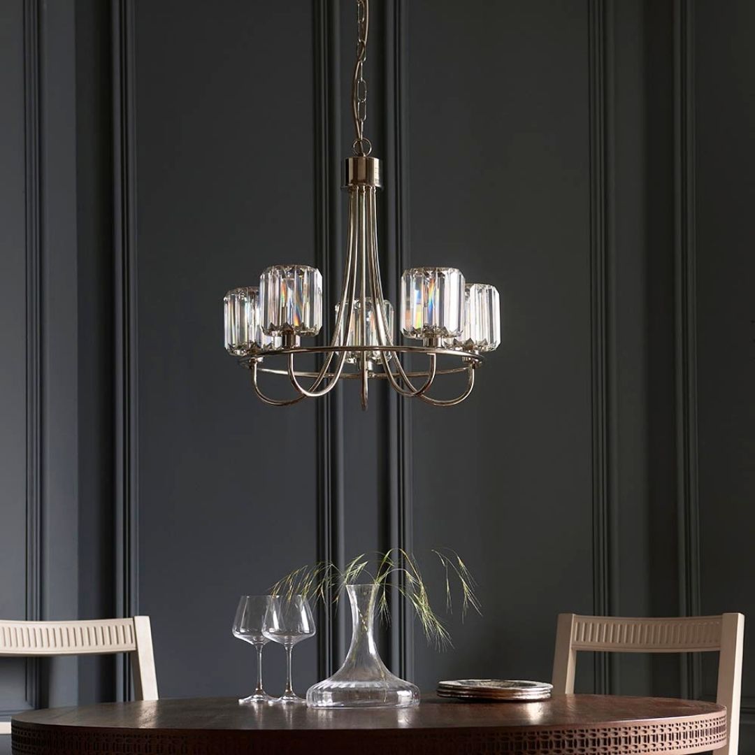 Freyza - Berenice 5 Light Silver Pendant Ceiling Light