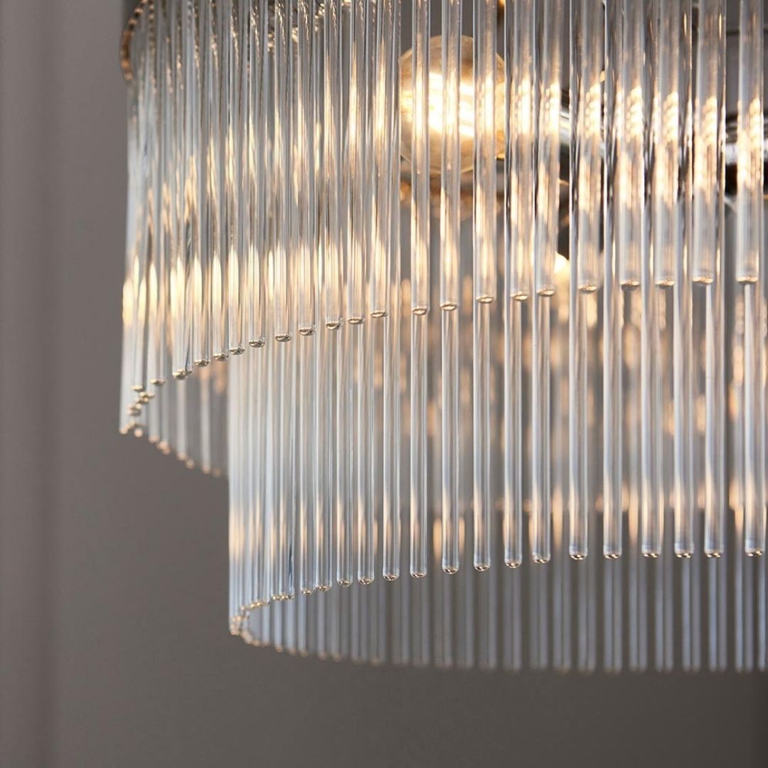 Freyza – Marietta Deckenleuchte mit 5 Leuchten, glänzendem Nickel und Glas