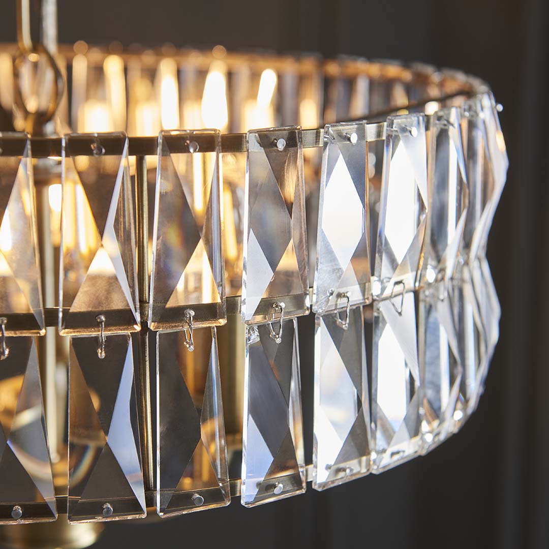 Freyza - Clifton 3 Light Antique Brass Pendant Ceiling Light
