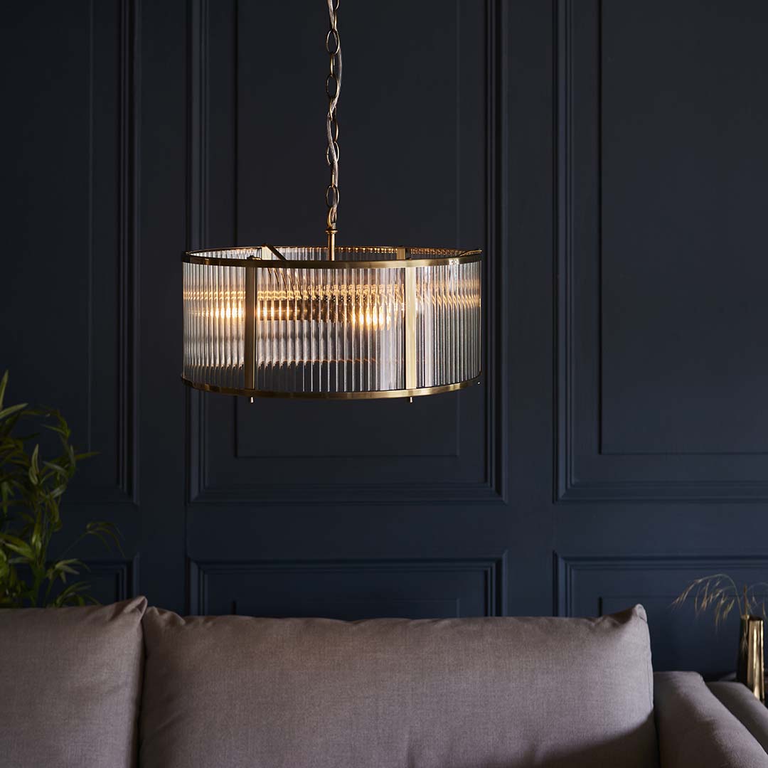 Freyza - Ridgeton 3-Light Antique Brass Ceiling Light