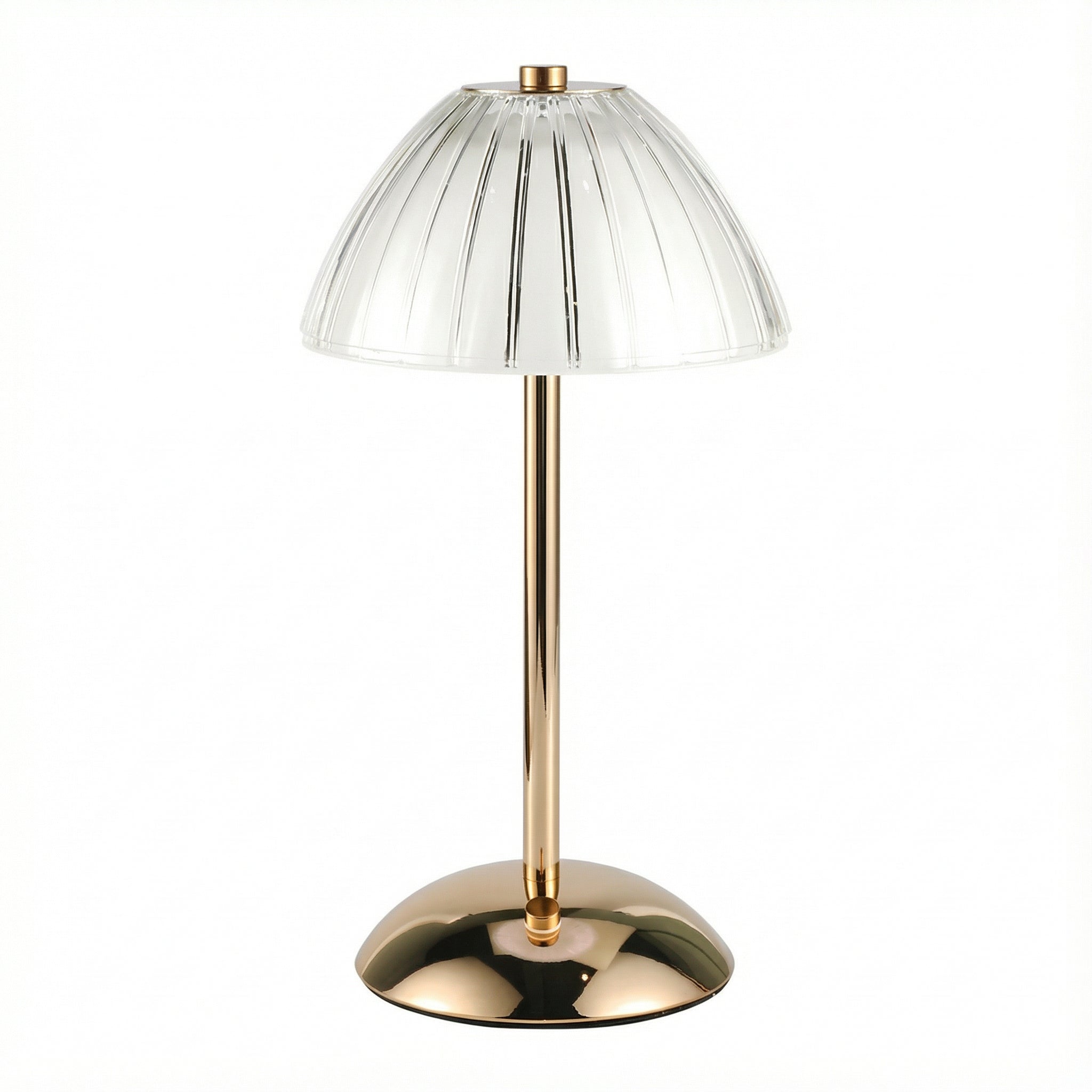 Freyza - Cordless LED Table Lamp – Brushed Brass Metal, Battery Operated Dimmable Bedside Light 30cm