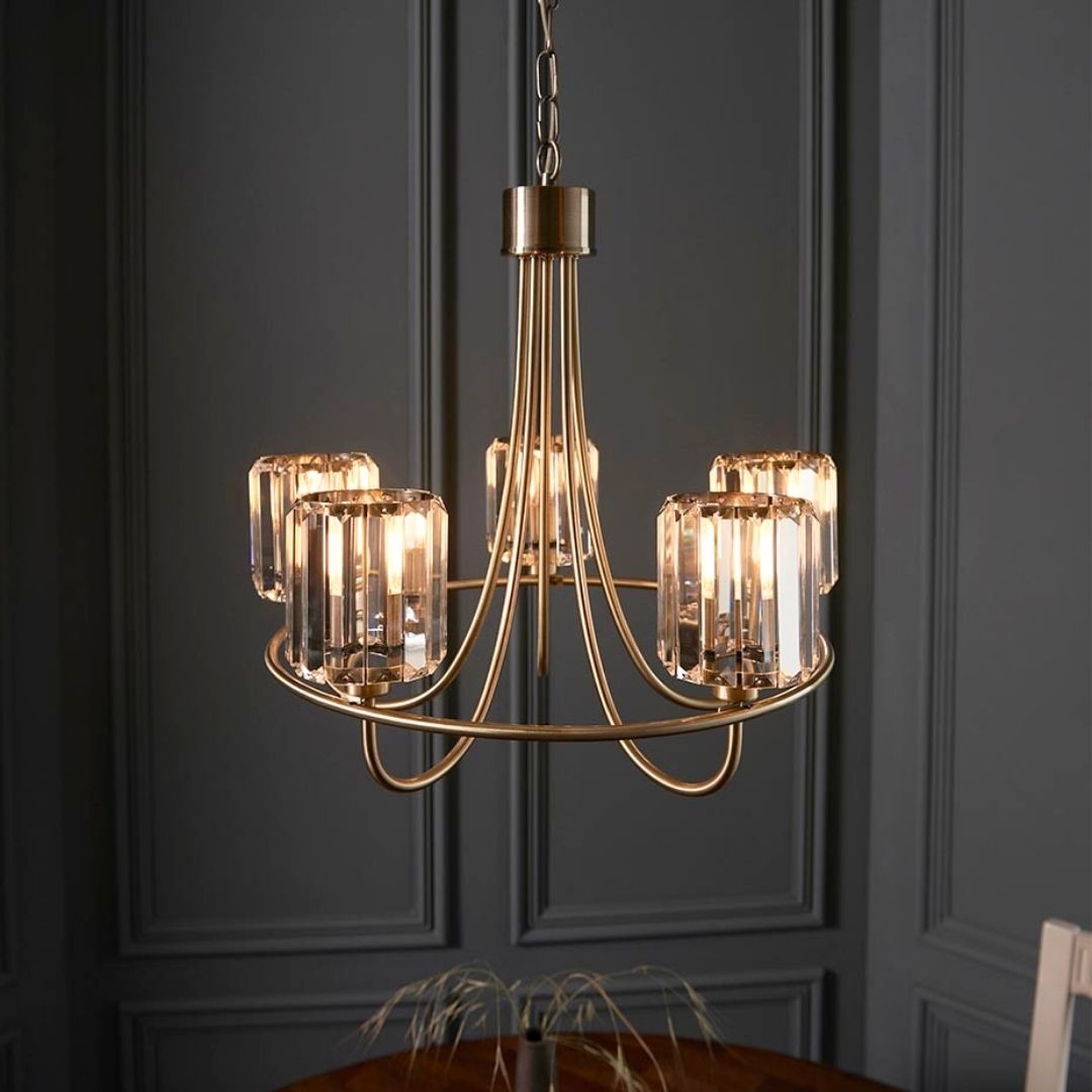 Freyza - Berenice 5 Light Antique Brass Pendant Ceiling Light