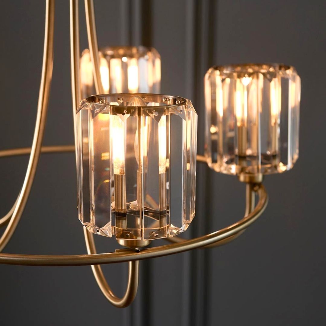 Freyza - Berenice 5 Light Antique Brass Pendant Ceiling Light