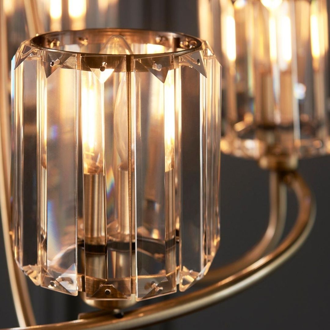 Freyza - Berenice 5 Light Antique Brass Pendant Ceiling Light