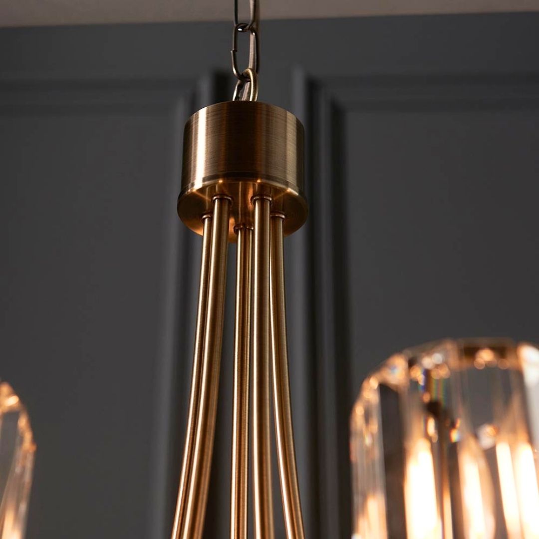 Freyza - Berenice 5 Light Antique Brass Pendant Ceiling Light
