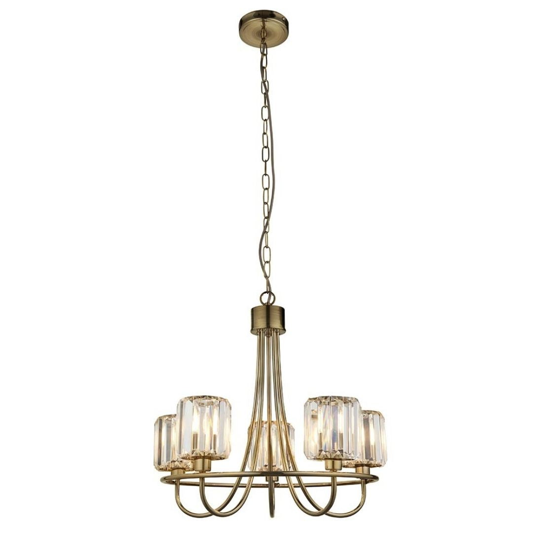 Freyza - Berenice 5 Light Antique Brass Pendant Ceiling Light