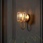 Freyza - Berenice Antique Brass Wall Light with Faceted Glass Shade