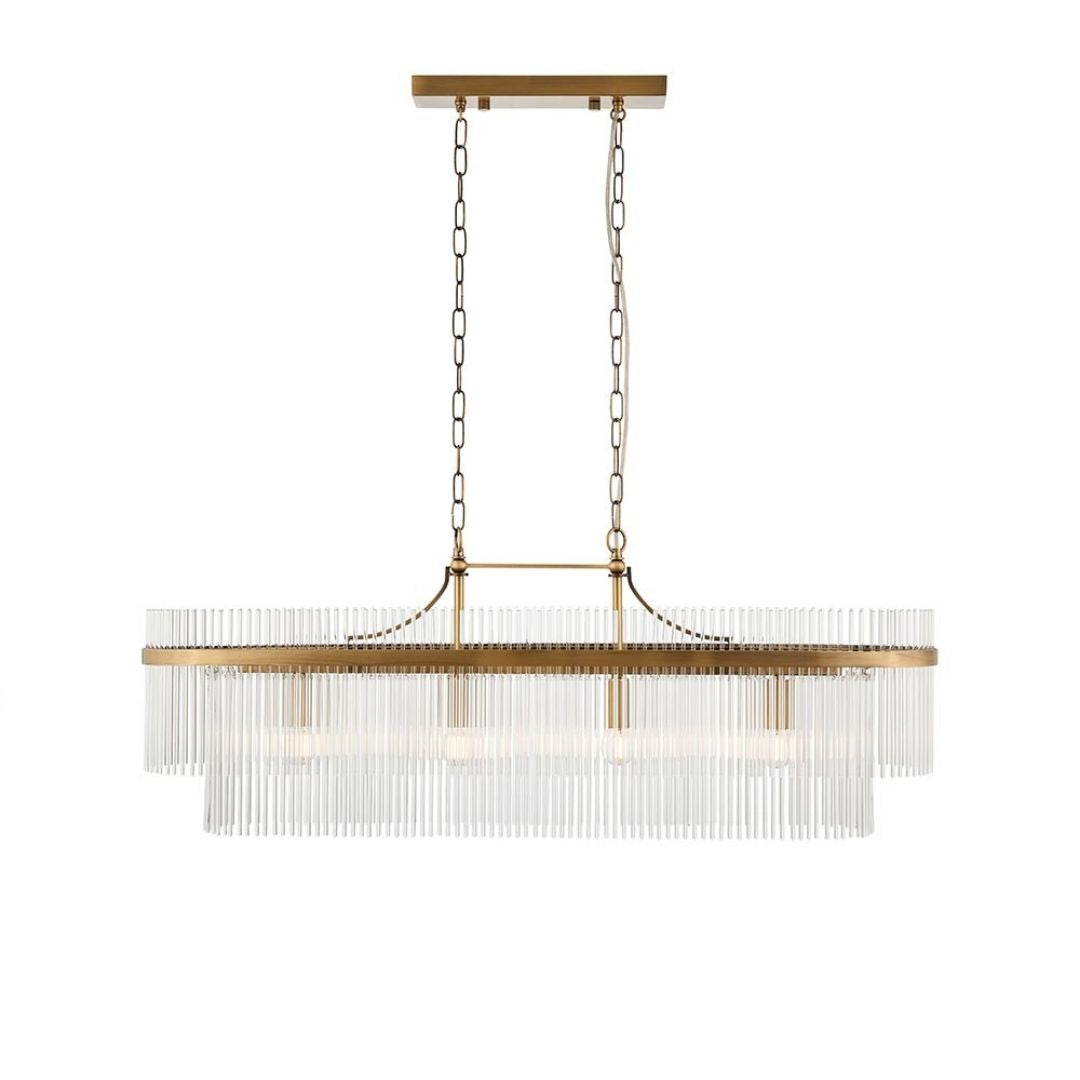 Freyza - Marietta 4 Light Antique Brass & Glass Ceiling Pendant Bar