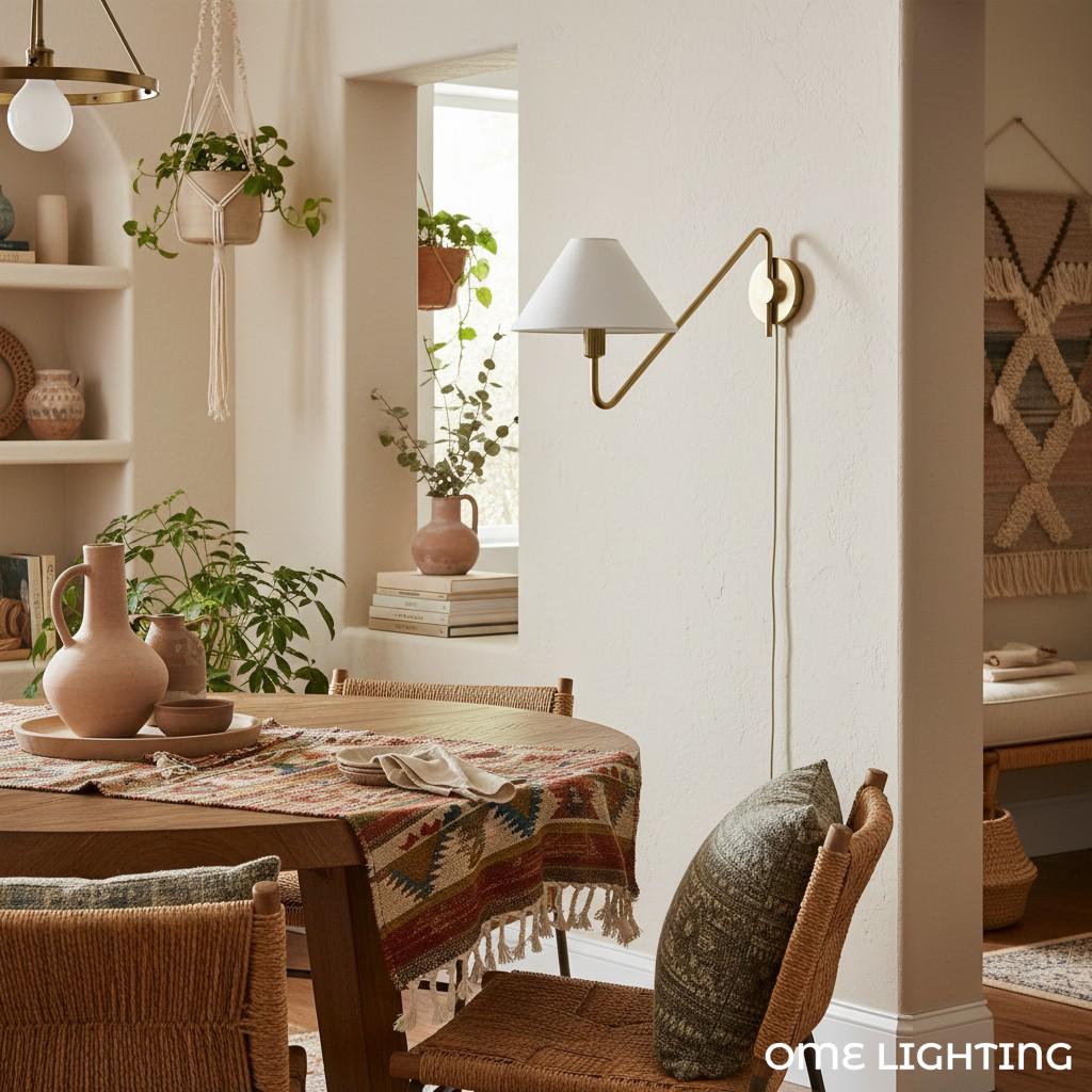 Freyza | Brass Fabric Wall Light – Bedroom Hallway