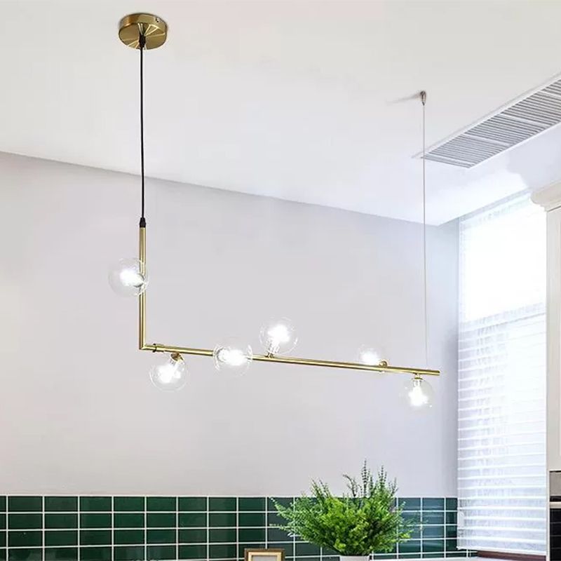 Freyza | Suspension noire et dorée à 8 lumières – Style minimaliste pour cuisine et salle à manger