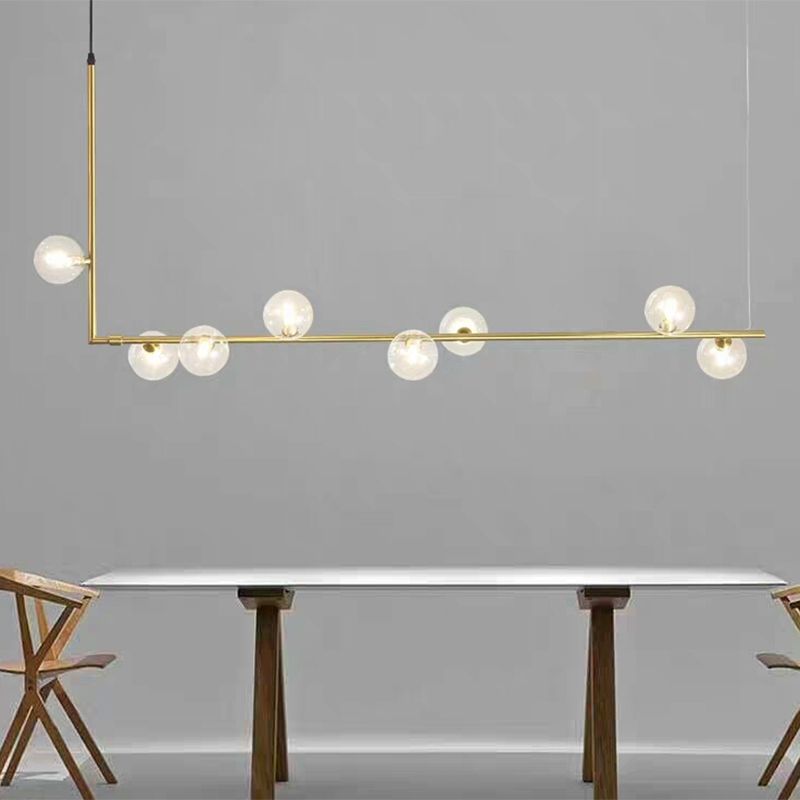 Freyza | Suspension noire et dorée à 8 lumières – Style minimaliste pour cuisine et salle à manger