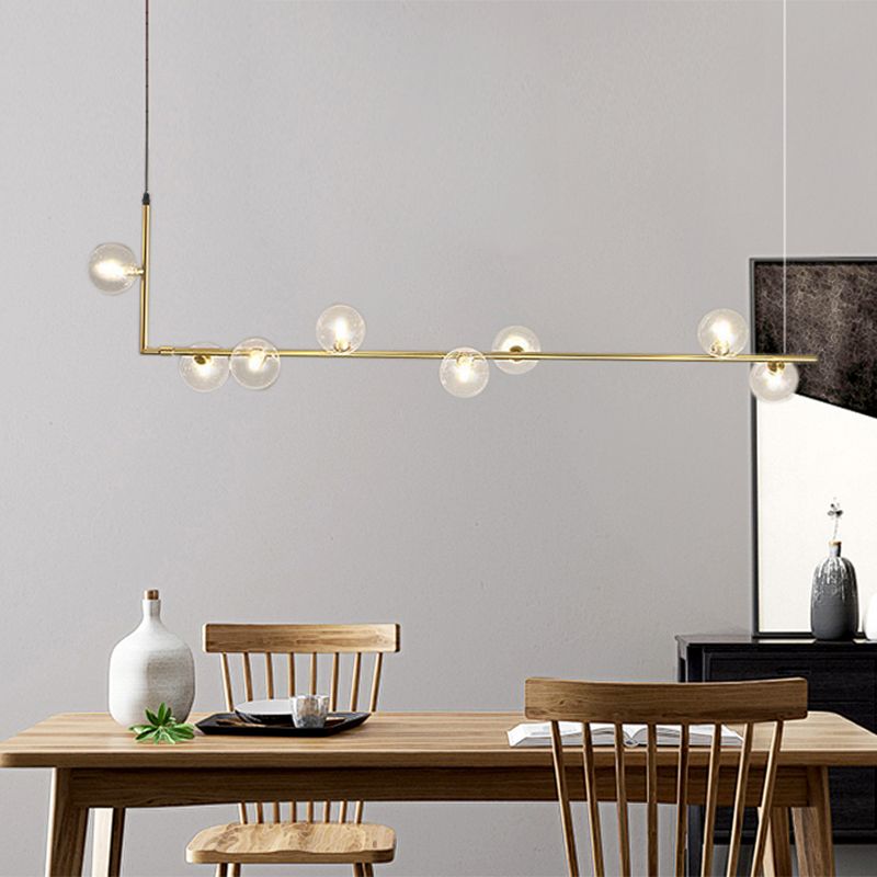 Freyza | Suspension noire et dorée à 8 lumières – Style minimaliste pour cuisine et salle à manger