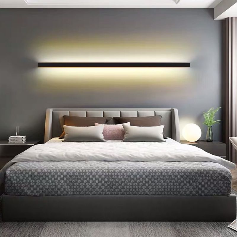 Freyza | Gravo minimalistische lineare schwarze goldene Innenwandleuchte – minimalistisches Schlafzimmer, Wohnzimmer
