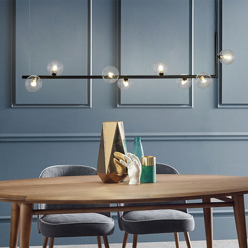Freyza | Suspension noire et dorée à 8 lumières – Style minimaliste pour cuisine et salle à manger