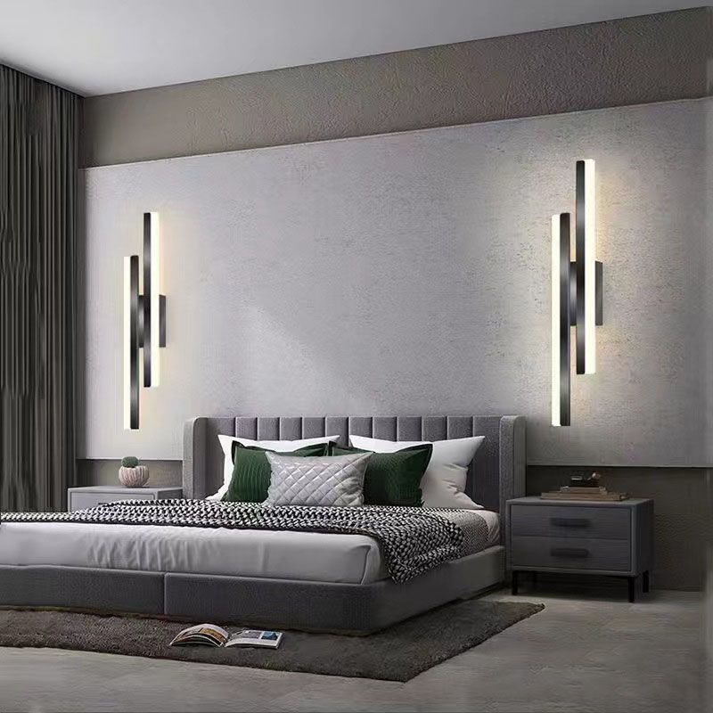 Freyza | Cyral Minimalist Geometric Black White Indoor Wall Light – Minimalist Bedroom Living Room