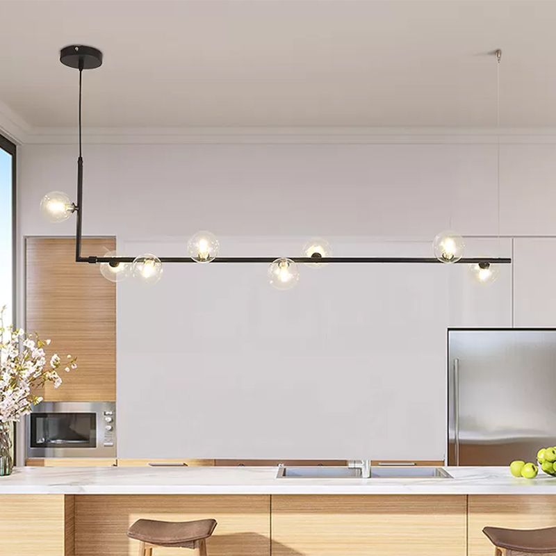 Freyza | Suspension noire et dorée à 8 lumières – Style minimaliste pour cuisine et salle à manger