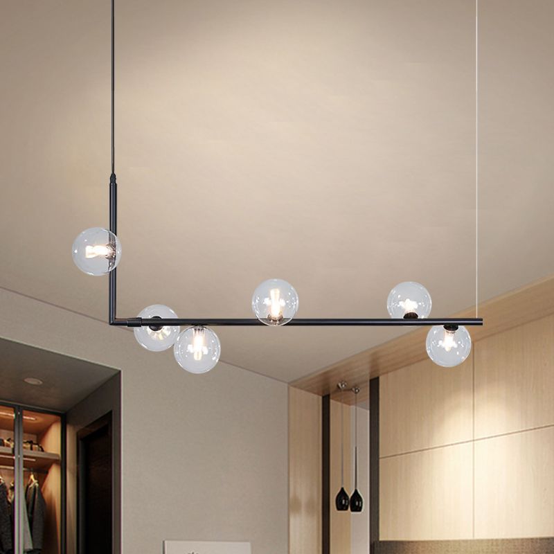 Freyza | Suspension noire et dorée à 8 lumières – Style minimaliste pour cuisine et salle à manger