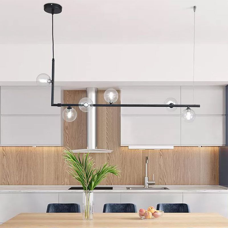 Freyza | Suspension noire et dorée à 8 lumières – Style minimaliste pour cuisine et salle à manger
