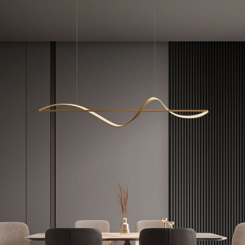 Freyza | Suspension Zelin Wave en laiton noir – Luminaire minimaliste pour cuisine et salle à manger