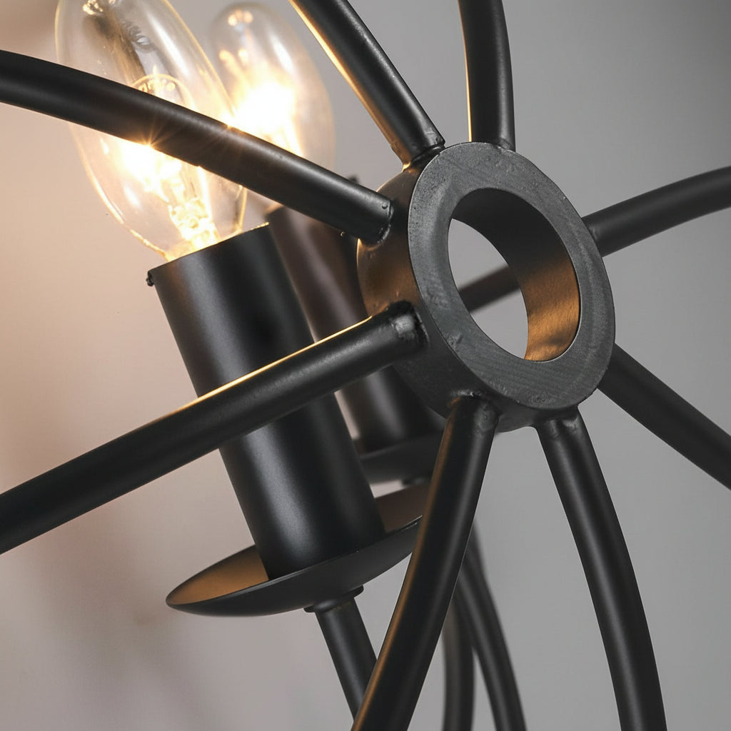 Freyza - LED Wall Sconce Light – Hemispherical Iron Black 3-Light (40x22cm / 15.7x8.7in)