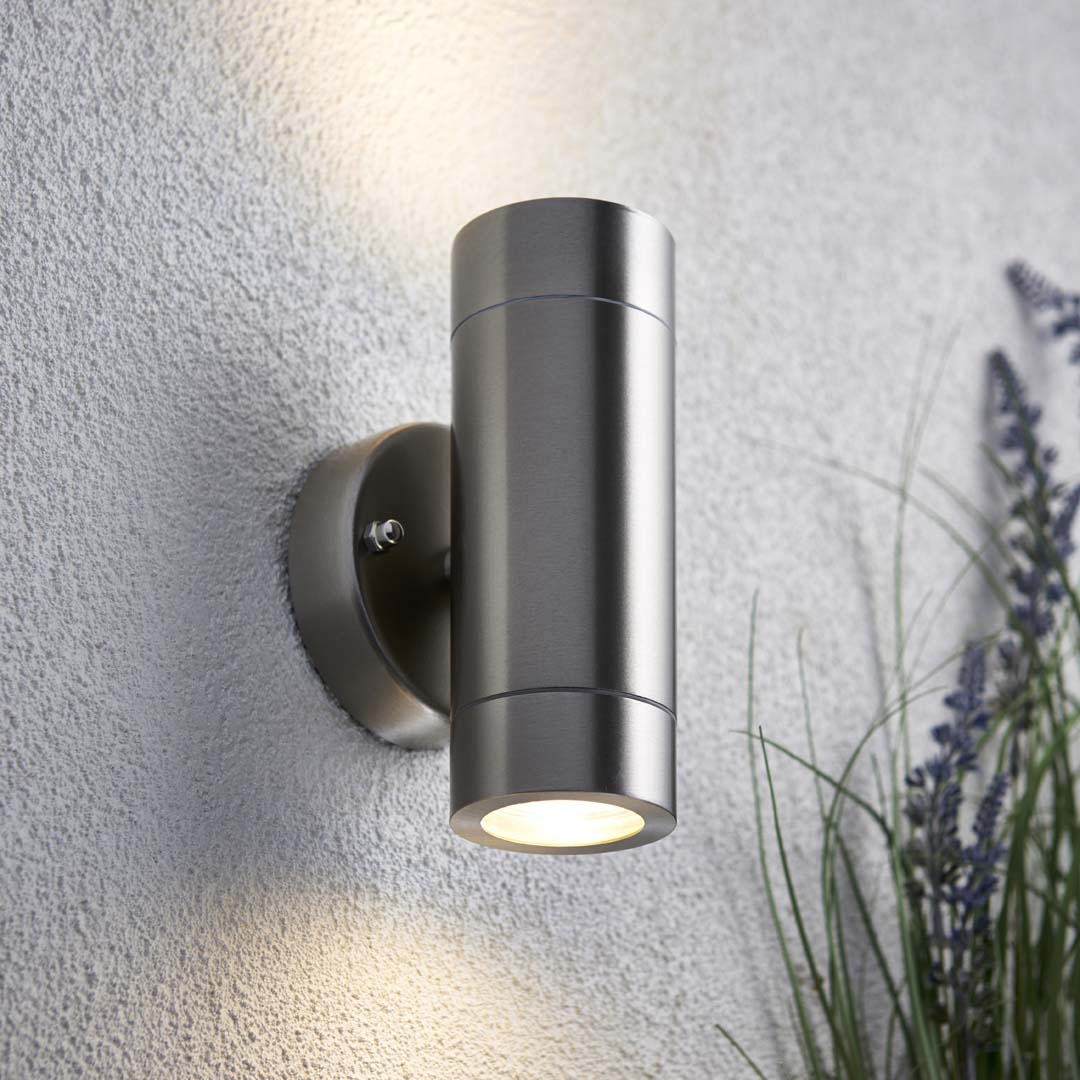 Freyza - Palin Outdoor 2 Light Wall Light Brushed Steel