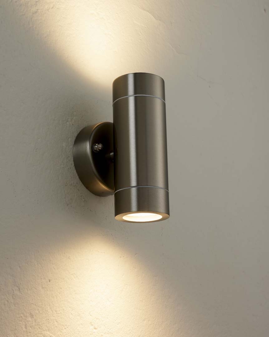 Freyza - Palin Outdoor 2 Light Wall Light Brushed Steel