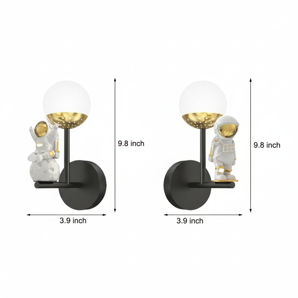 Freyza - LED Wall Sconce Light – Modern Astronaut Moon 3D Resin (25x10cm / 9.8x3.9in)
