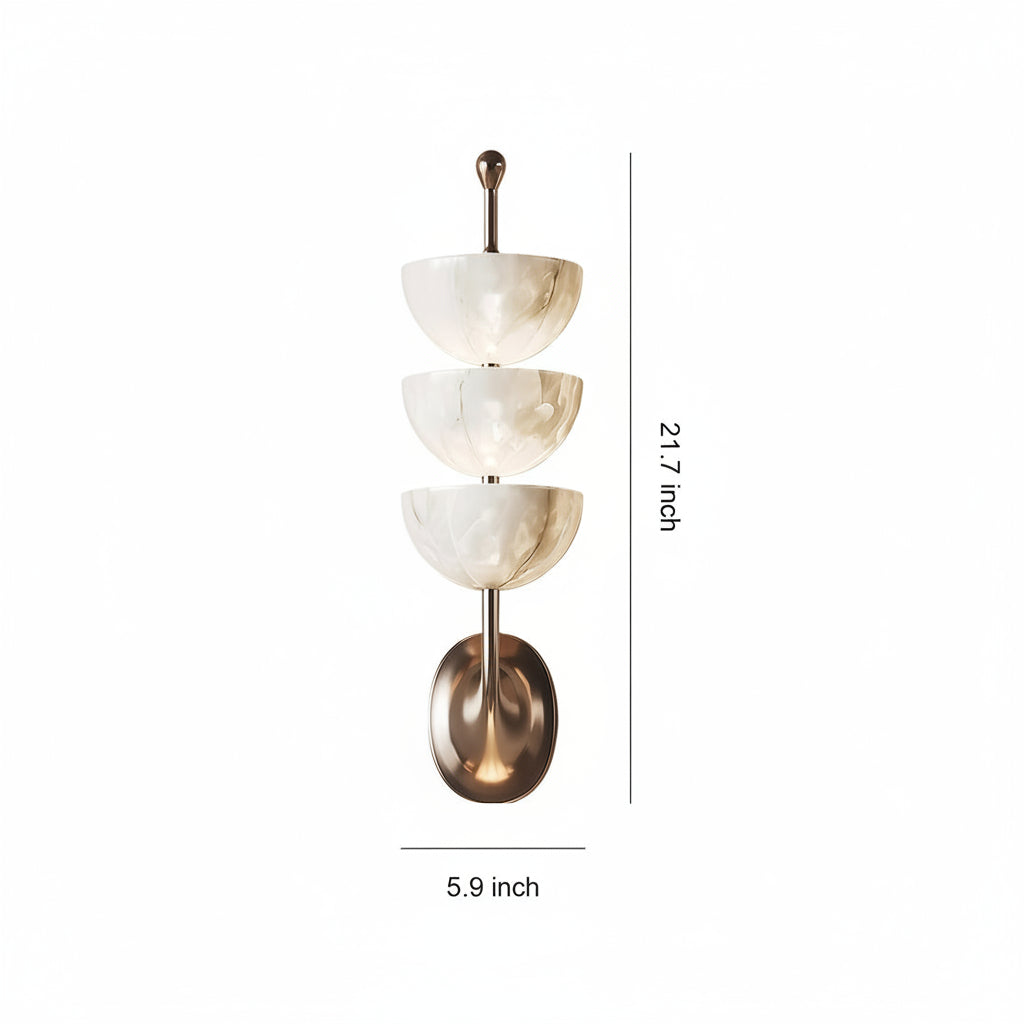 Freyza - LED Wall Sconce – Modern Minimalist Marble Copper Brass (40x12cm / 15.7x4.7in)
