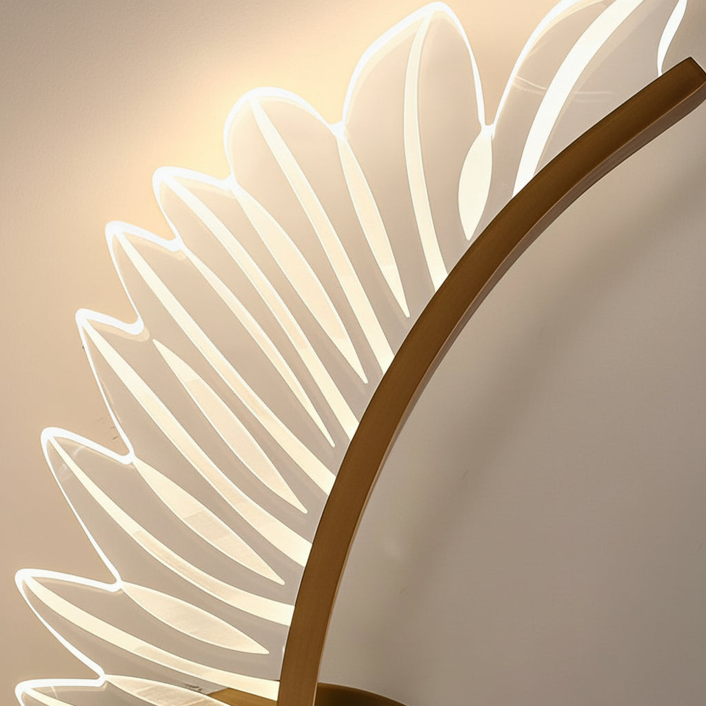 Freyza - LED Wall Sconce Light – Modern Acrylic Feather Copper Leaf (40x15cm / 15.7x5.9in)