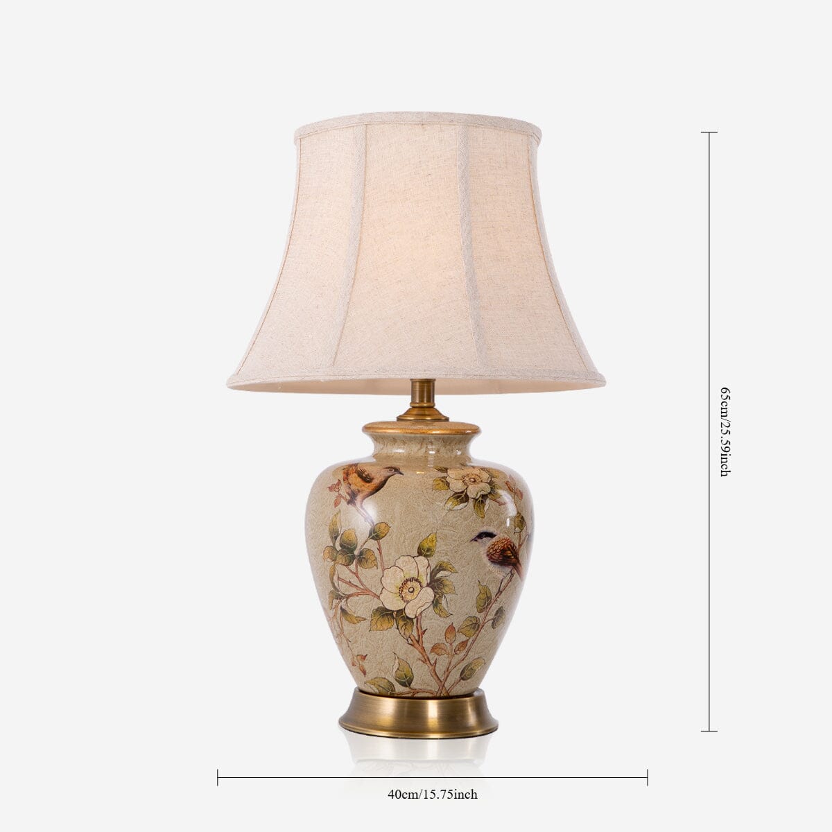 Ceramica | Elegant Hand-Painted Vintage Bird-Pattern Table Lamp 11