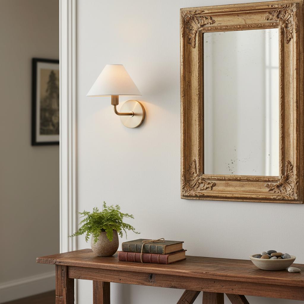 Freyza | Vector Fabric Brass Wall Sconce