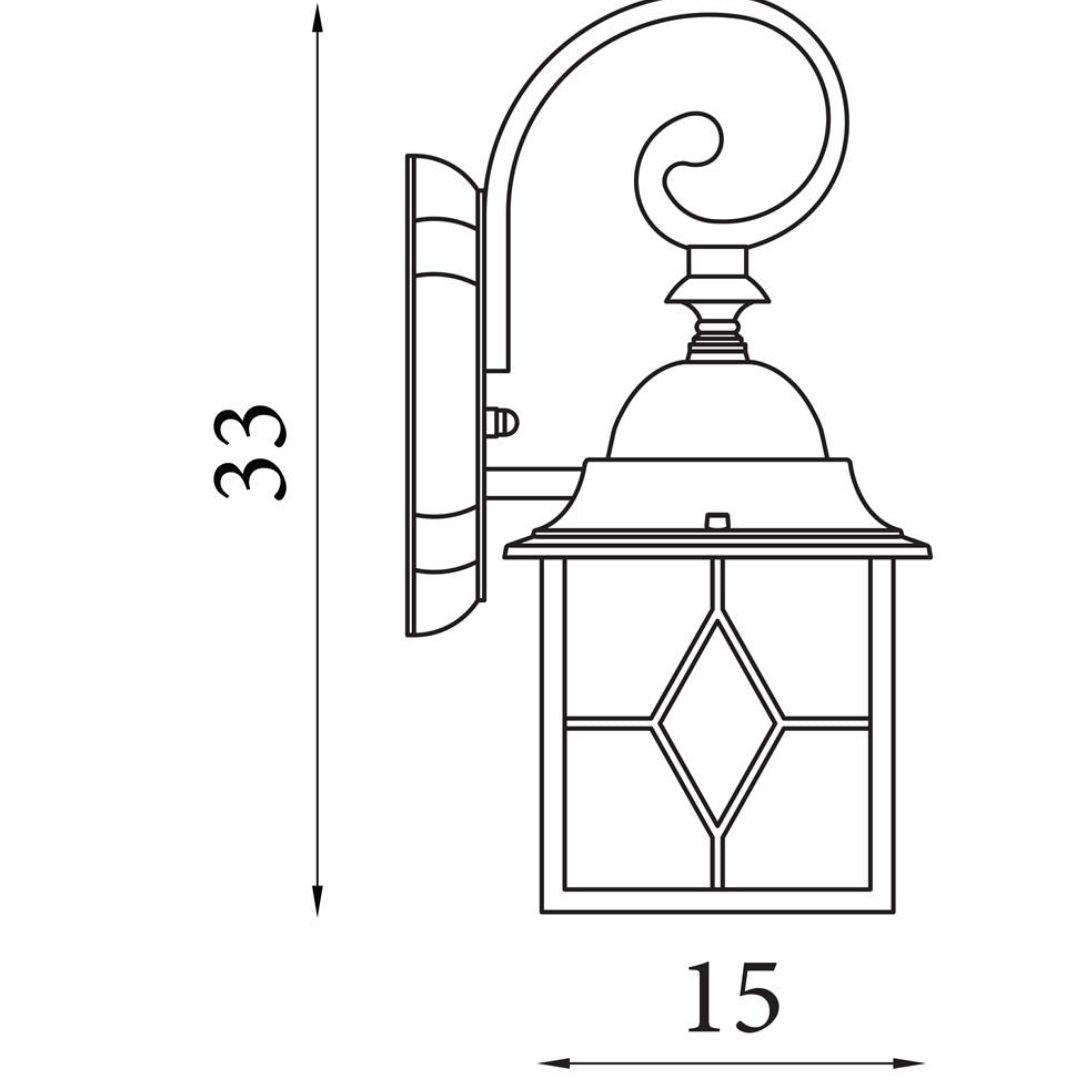 Freyza – Outdoor Wall Light | Black & Silver Cast Aluminium Lantern with Leaded Glass Lantern IP23 Outdoor Fixture
