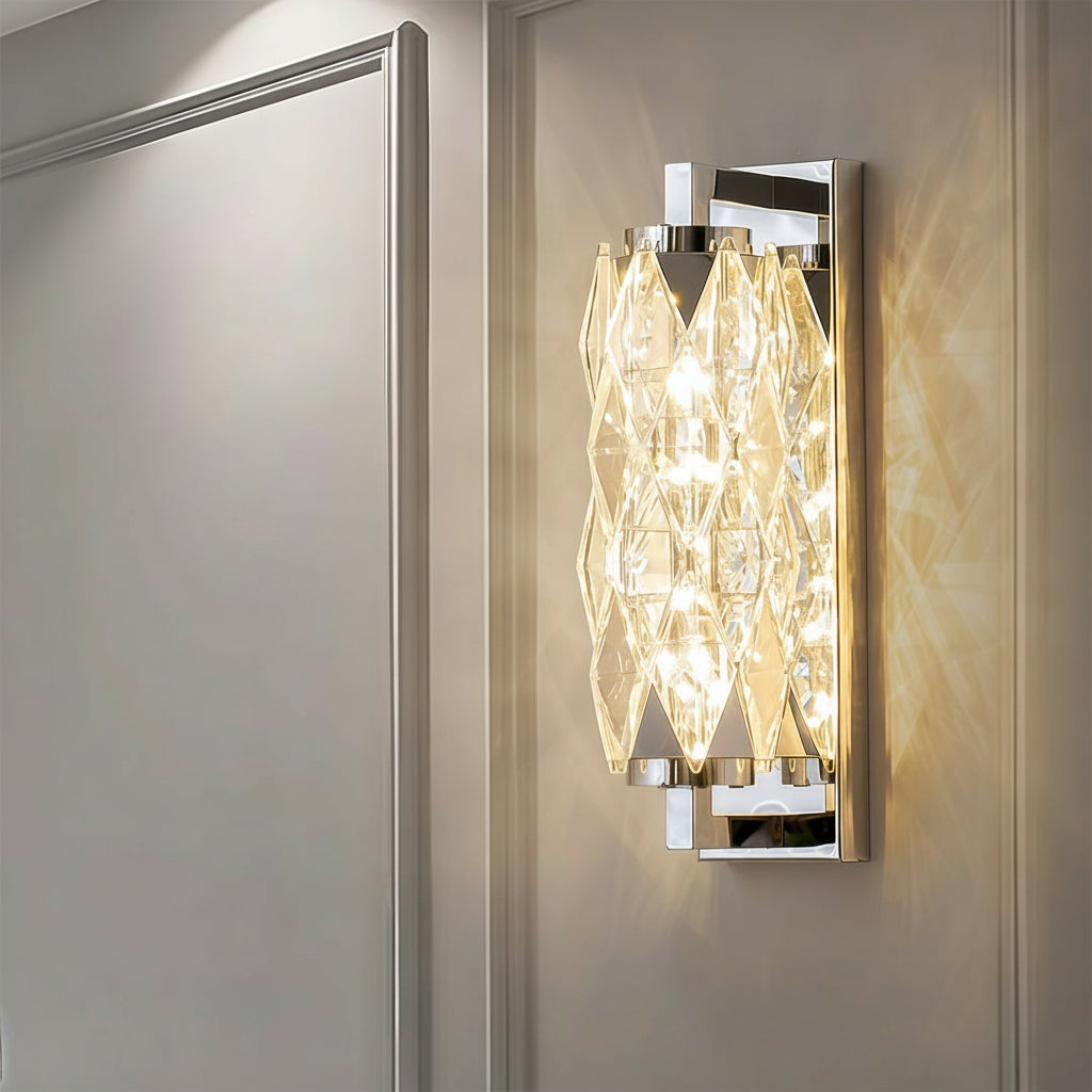 Freyza - LED Wall Sconce Light – Modern Geometric Crystal Stainless Steel (32-48cm / 12.6-18.9in)