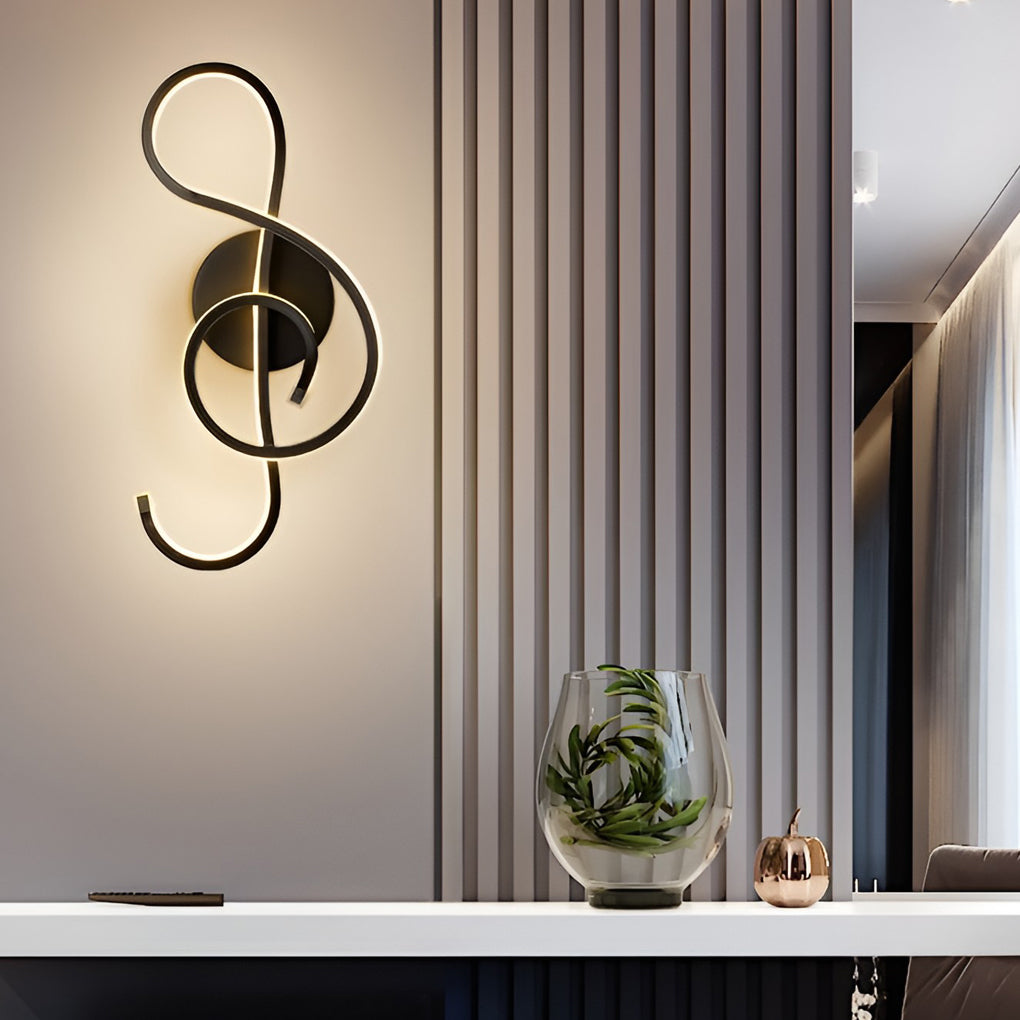 Freyza - Musical Note LED Wall Sconce – Modern Artistic Music Decor Wall Lamp (Black/White)