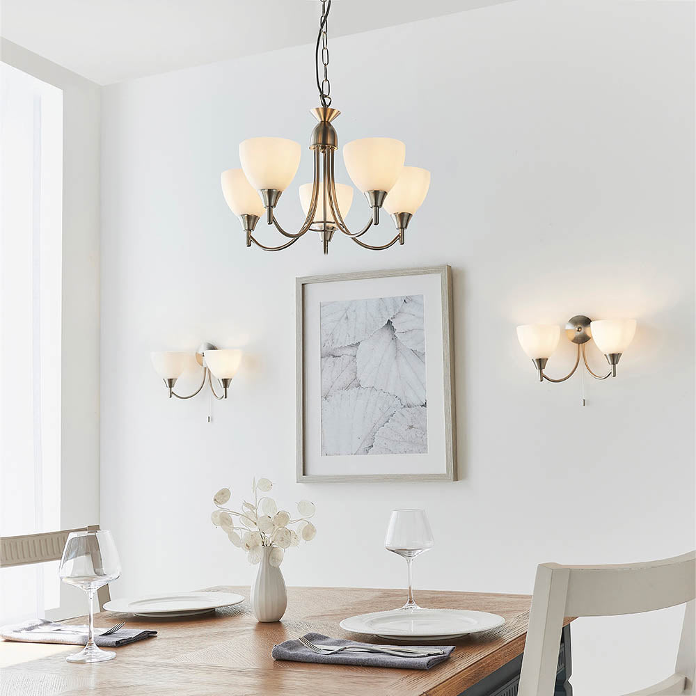Lunaris | Elegant Adjustable Satin Chrome 5-Light Pendant Fixture 1