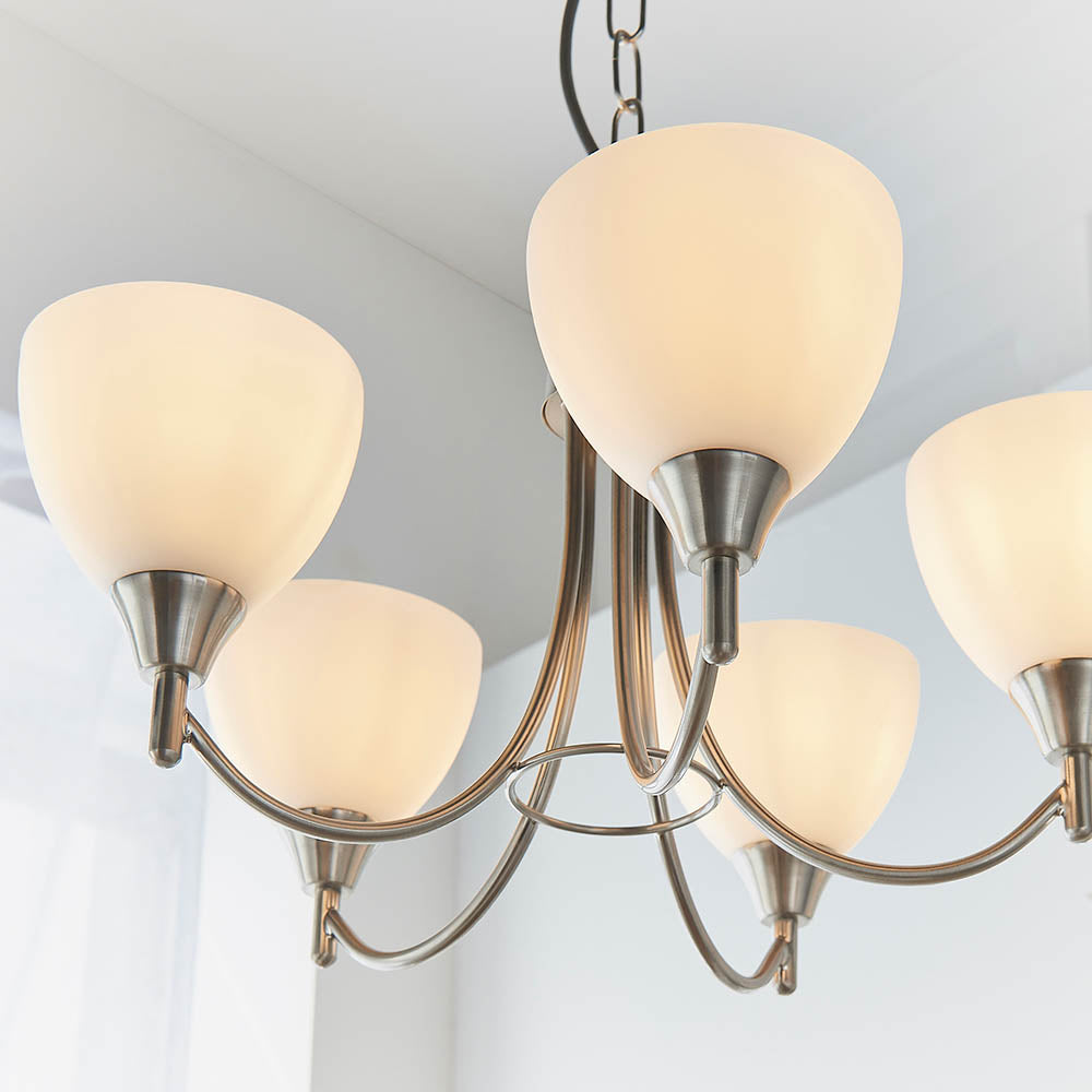 Lunaris | Elegant Adjustable Satin Chrome 5-Light Pendant Fixture 2