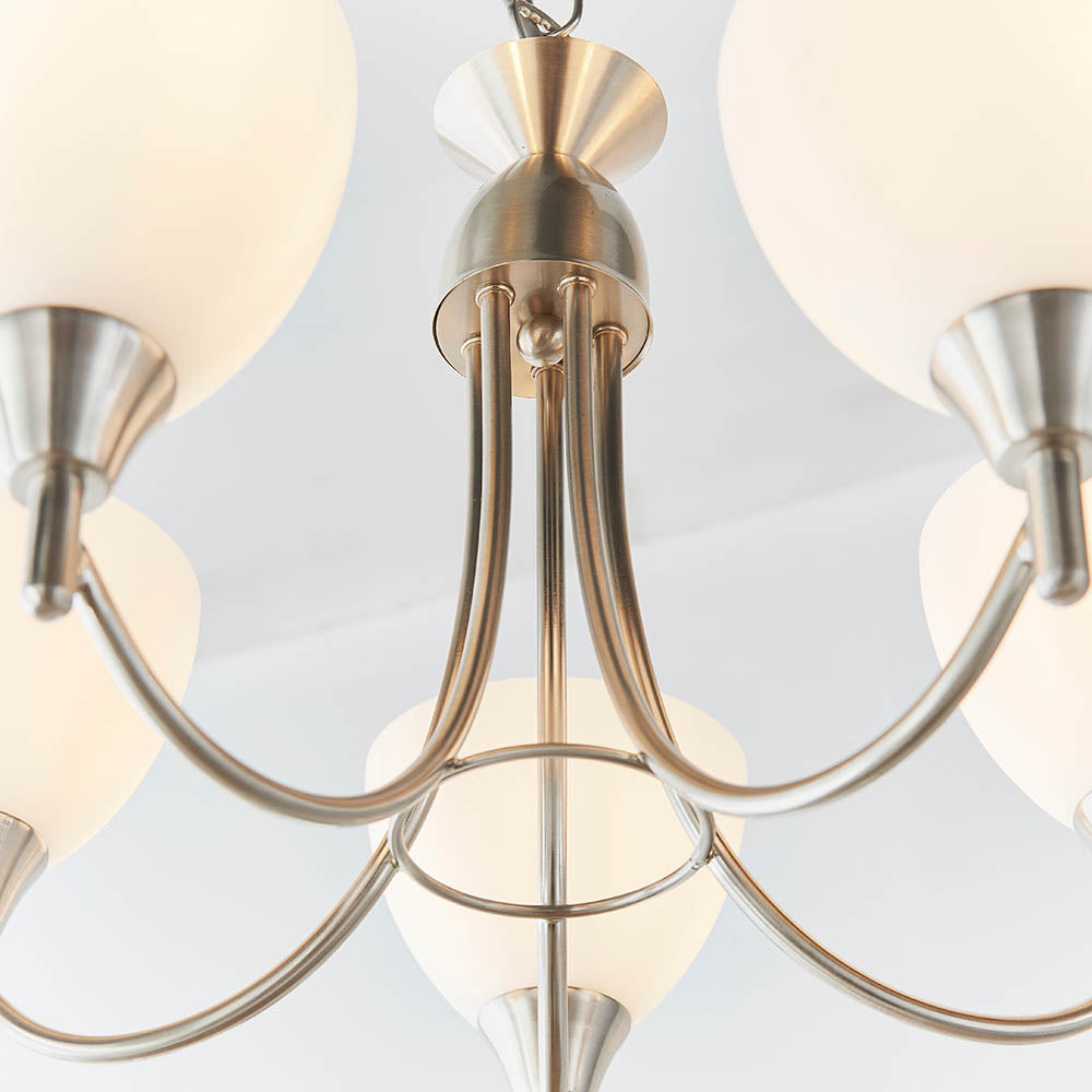 Lunaris | Elegant Adjustable Satin Chrome 5-Light Pendant Fixture 3