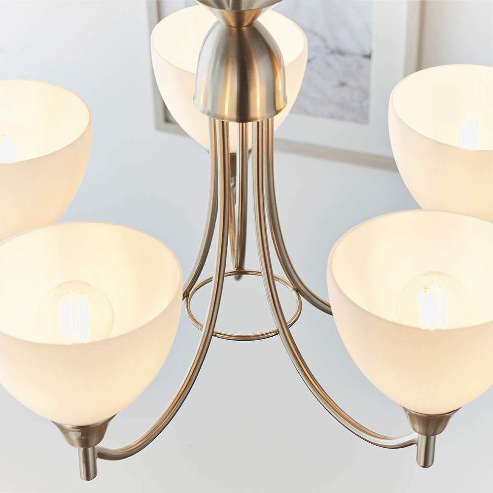 Lunaris | Elegant Adjustable Satin Chrome 5-Light Pendant Fixture 4