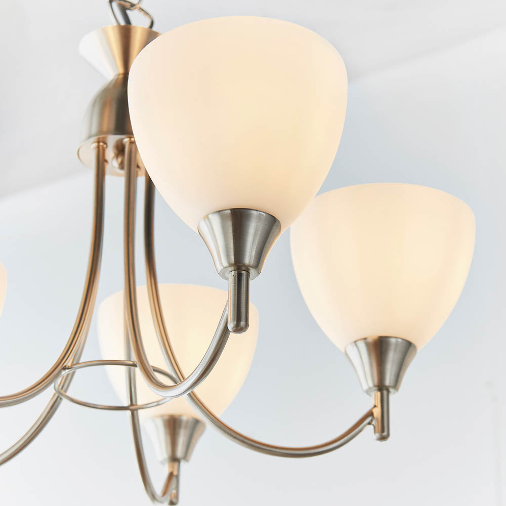 Lunaris | Elegant Adjustable Satin Chrome 5-Light Pendant Fixture 5