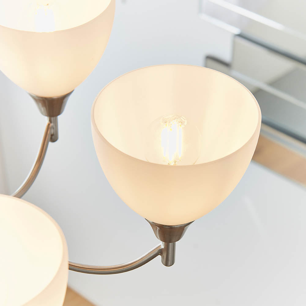 Lunaris | Elegant Adjustable Satin Chrome 5-Light Pendant Fixture 7