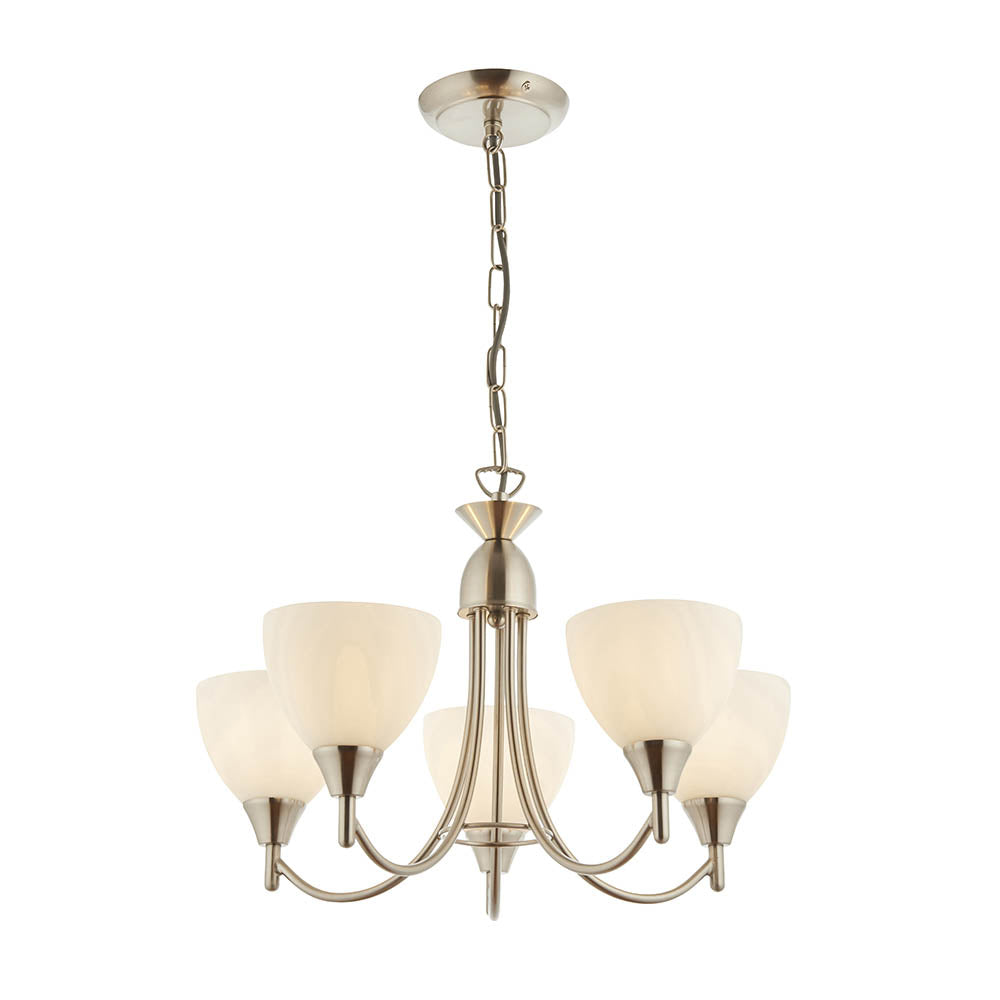Lunaris | Elegant Adjustable Satin Chrome 5-Light Pendant Fixture 8